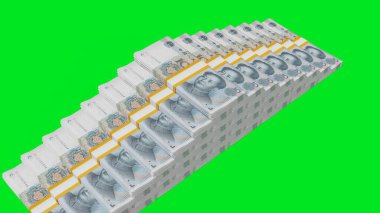 10 Chinese yuan money composition. Financial background. Many banknotes and wads of money. Business or economy concept. Cash.