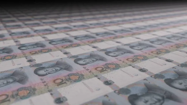 Chinese Yuan Bills Money Printing Machine Illustration Printing Cash Banknotes — ストック写真