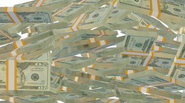 20 US dollar money composition. Financial background. Many banknotes and wads of money. Business or economy concept. Cash.