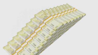 20 Indian rupees money composition. Financial background. Many banknotes and wads of money. Business or economy concept. Cash.