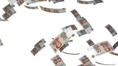 20 Chinese yuan money composition. Financial background. Many banknotes and wads of money. Business or economy concept. Cash.