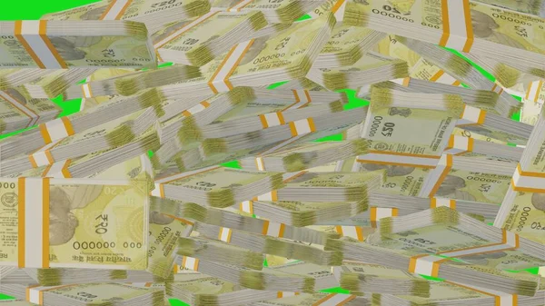 20 Indian rupees money composition. Financial background. Many banknotes and wads of money. Business or economy concept. Cash.