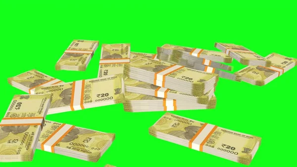 20 Indian rupees money composition. Financial background. Many banknotes and wads of money. Business or economy concept. Cash.