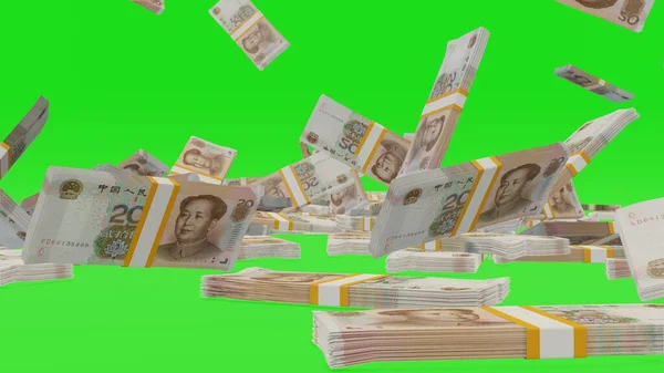 Chinese Yuan Money Composition Financial Background Many Banknotes Wads Money — Fotografia de Stock