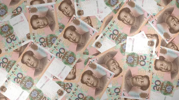 Chinese Yuan Money Composition Financial Background Many Banknotes Wads Money — Fotografia de Stock