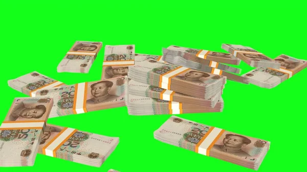 20 Chinese yuan money composition. Financial background. Many banknotes and wads of money. Business or economy concept. Cash.