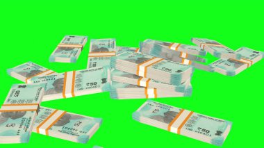 50 Indian rupees money composition. Financial background. Many banknotes and wads of money. Business or economy concept. Cash.