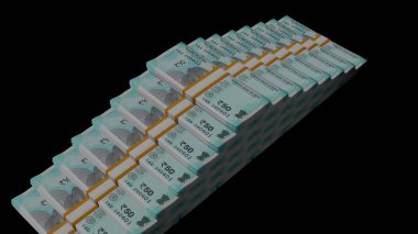 50 Indian rupees money composition. Financial background. Many banknotes and wads of money. Business or economy concept. Cash.