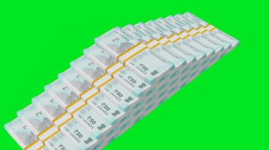 50 Indian rupees money composition. Financial background. Many banknotes and wads of money. Business or economy concept. Cash.