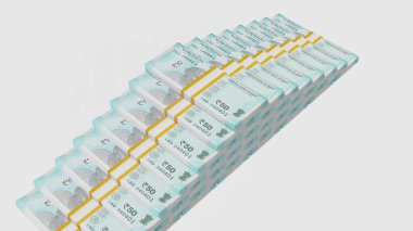 50 Indian rupees money composition. Financial background. Many banknotes and wads of money. Business or economy concept. Cash.