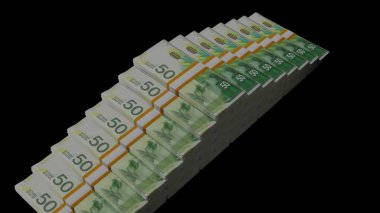 50 Israeli shekels money composition. Financial background. Many banknotes and wads of money. Business or economy concept. Cash.
