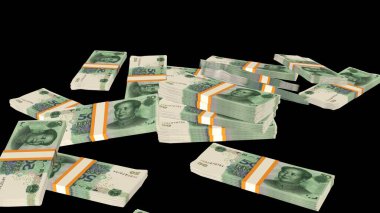 50 Chinese yuan money composition. Financial background. Many banknotes and wads of money. Business or economy concept. Cash.