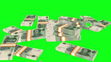 50 Chinese yuan money composition. Financial background. Many banknotes and wads of money. Business or economy concept. Cash.