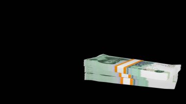 50 Chinese yuan money composition. Financial background. Many banknotes and wads of money. Business or economy concept. Cash.