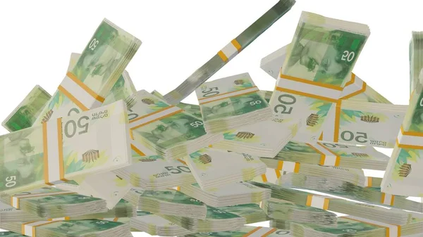 Israeli Shekels Money Composition Financial Background Many Banknotes Wads Money — Stock Fotó