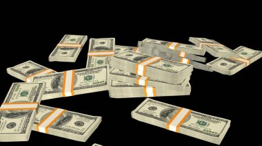 100 US dollar money composition. Financial background. Many banknotes and wads of money. Business or economy concept. Cash.