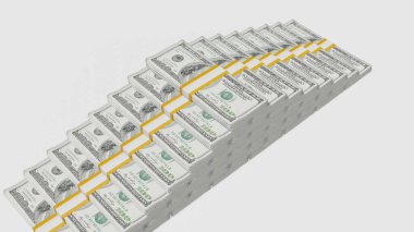 100 US dollar money composition. Financial background. Many banknotes and wads of money. Business or economy concept. Cash.