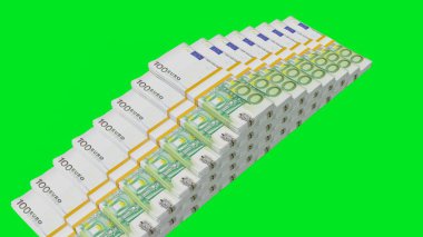 100 Euro money composition. Financial background. Many banknotes and wads of money. Business or economy concept. Cash.