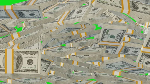 100 US dollar money composition. Financial background. Many banknotes and wads of money. Business or economy concept. Cash.