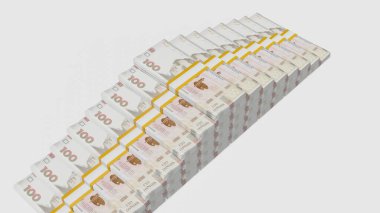 100 Ukrainian hryvnia money composition. Financial background. Many banknotes and wads of money. Business or economy concept. Cash.