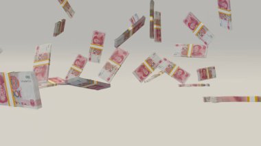 100 Chinese yuan money composition. Financial background. Many banknotes and wads of money. Business or economy concept. Cash.