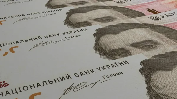 100 Українських Гривень Грошової Композиції Фінансове Походження Багато Банкнот Пучечок — стокове фото
