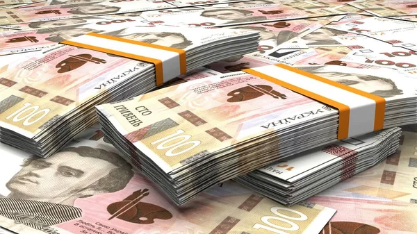 100 Ukrainian Hryvnia Money Composition Financial Background Many Banknotes Wads — Zdjęcie stockowe