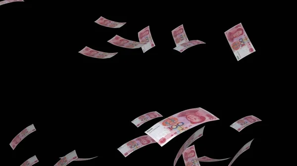 100 Chinese Yuan Money Composition Financial Background Many Banknotes Wads — Stockfoto