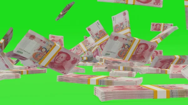 100 Chinese yuan money composition. Financial background. Many banknotes and wads of money. Business or economy concept. Cash.