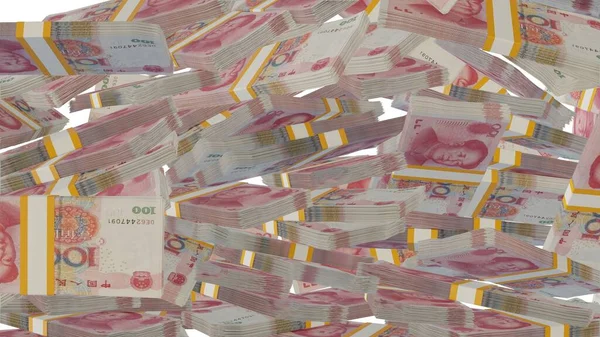 100 Китайських Юаней Грошової Композиції Фінансове Походження Багато Банкнот Пучечок — стокове фото