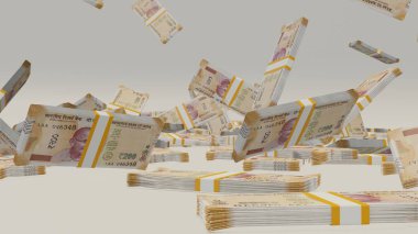 200 Indian rupees money composition. Financial background. Many banknotes and wads of money. Business or economy concept. Cash.