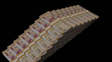 200 Indian rupees money composition. Financial background. Many banknotes and wads of money. Business or economy concept. Cash.