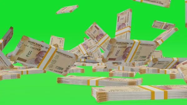 200 Indian Rupees Money Composition Financial Background Many Banknotes Wads — Stockfoto