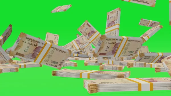 200 Indian rupees money composition. Financial background. Many banknotes and wads of money. Business or economy concept. Cash.
