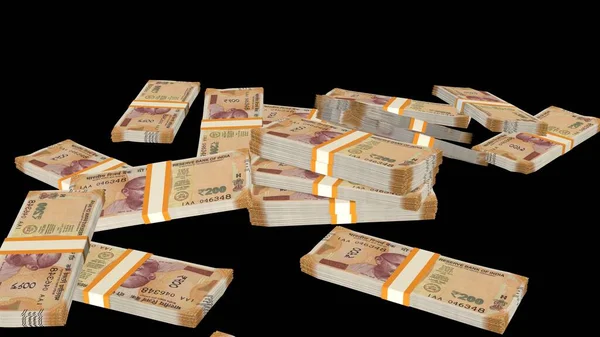 200 Indian rupees money composition. Financial background. Many banknotes and wads of money. Business or economy concept. Cash.