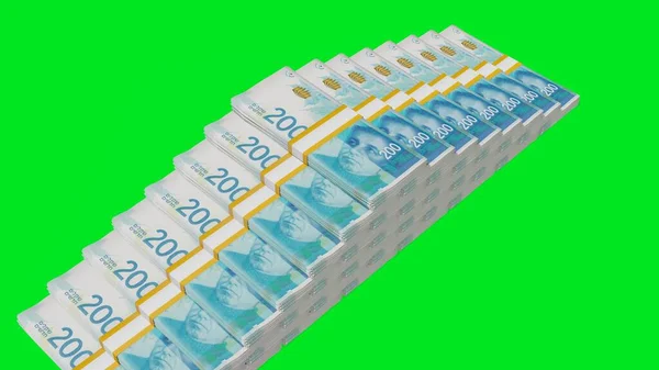 200 Israeli Shekels Money Composition Financial Background Many Banknotes Wads — 스톡 사진