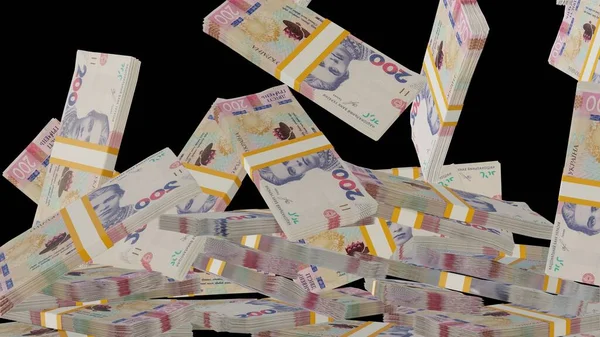200 Ukrainian Hryvnia Money Composition Financial Background Many Banknotes Wads — Stockfoto