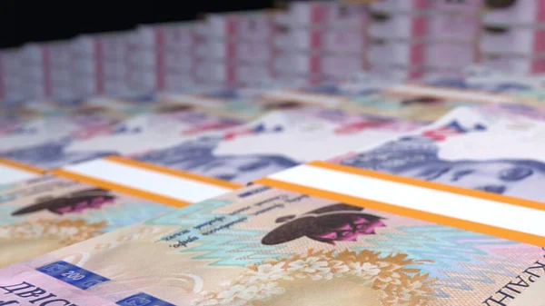200 Українських Гривень Грошової Композиції Фінансове Походження Багато Банкнот Пучечок — стокове фото