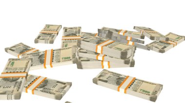 500 Indian rupees money composition. Financial background. Many banknotes and wads of money. Business or economy concept. Cash.