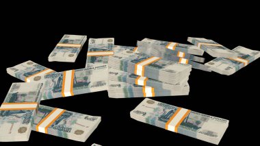 1000 Russian rubles money composition. Financial background. Many banknotes and wads of money. Business or economy concept. Cash.