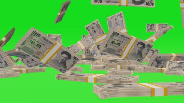 1000 Japanese yen money composition. Financial background. Many banknotes and wads of money. Business or economy concept. Cash.