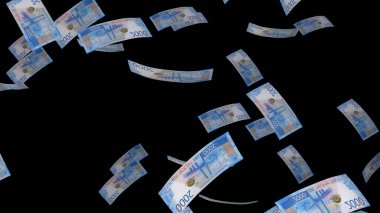 2000 Russian rubles money composition. Financial background. Many banknotes and wads of money. Business or economy concept. Cash.