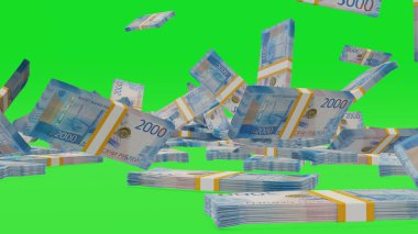 2000 Russian rubles money composition. Financial background. Many banknotes and wads of money. Business or economy concept. Cash.