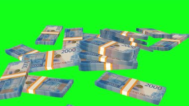 2000 Russian rubles money composition. Financial background. Many banknotes and wads of money. Business or economy concept. Cash.