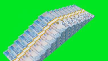 2000 Russian rubles money composition. Financial background. Many banknotes and wads of money. Business or economy concept. Cash.