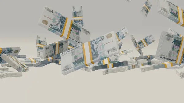 1000 Російських Рублів Грошовий Склад Фінансове Походження Багато Банкнот Пучечок — стокове фото