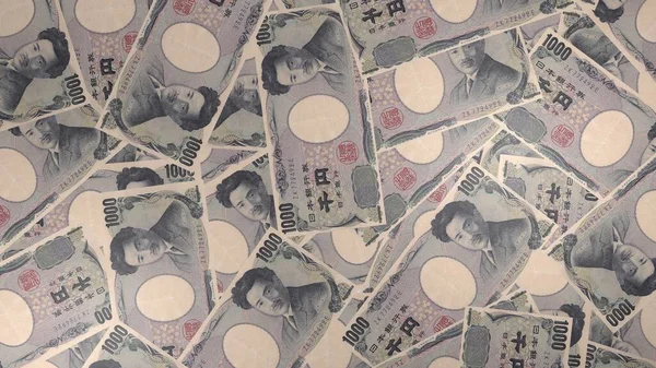 1000 Japanese Yen Money Composition Financial Background Many Banknotes Wads — ストック写真