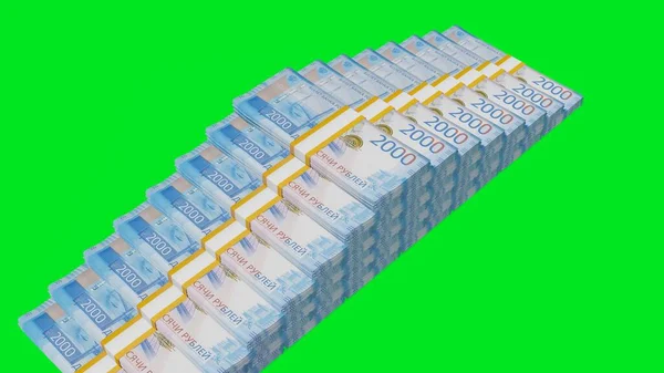2000 Російських Рублів Грошова Композиція Фінансове Походження Багато Банкнот Пучечок — стокове фото