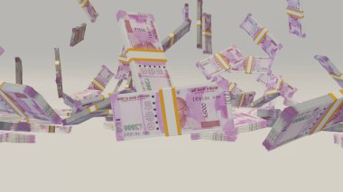 2000 Indian rupees money composition. Financial background. Many banknotes and wads of money. Business or economy concept. Cash.