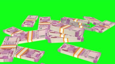 2000 Indian rupees money composition. Financial background. Many banknotes and wads of money. Business or economy concept. Cash.